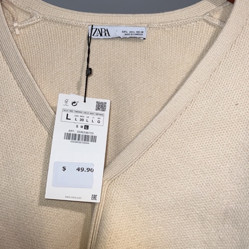 Zara Cream, beige sweater cardigan NWT - Picture 3 of 4